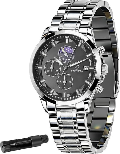 Distinctive Mens Analog Chronograph Watches with Auto Date & Multi Subdials, Fashion Casual Sport Quartz Wrist Watches with Luminous, 3ATM Waterproof, Valentines Day Gifts for Him, Boyfriend, Husband, Dad