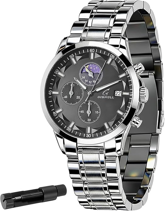 Distinctive Mens Analog Chronograph Watches with Auto Date & Multi Subdials, Fashion Casual Sport Quartz Wrist Watches with Luminous, 3ATM Waterproof, Valentines Day Gifts for Him, Boyfriend, Husband, Dad