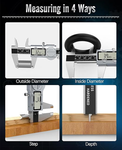 Housolution Digital Caliper 12 Inch, (ABS) Absolute Scale Caliper, IP54 Caliper Measuring Tool, Inch/MM/Fraction, Auto-Off LCD Stainless Steel Waterproof Micrometer Vernier Caliper, Feeler Gauges