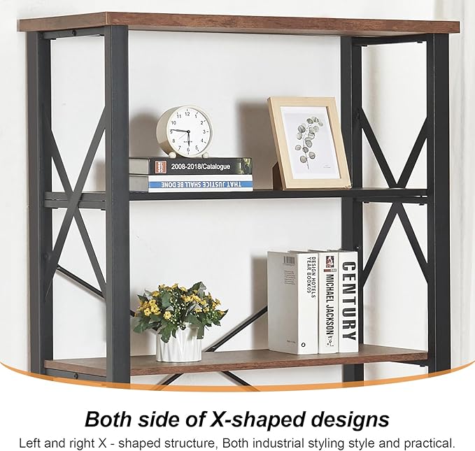 HOMBAZAAR 6 Tier Bookshelf,74 Inch Tall Industrial Bookshelf with Metal Frame and Open Shelves,Rustic Heavy Duty Book Shelf, Metal Bookshelves and Bookcases for Office,Living Room and Library,Brown
