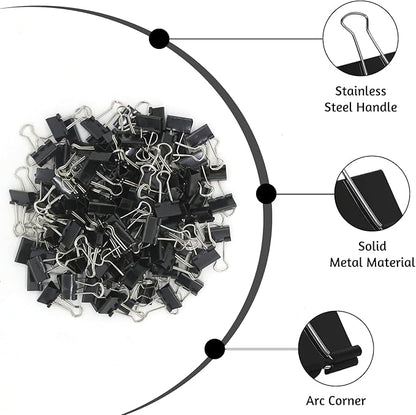 OWLKELA 220 PCS Mini Binder Clips 0.6 Inch, Metal Paper Clip Bulk, Small Black Clips for Home, School and Office Supplies