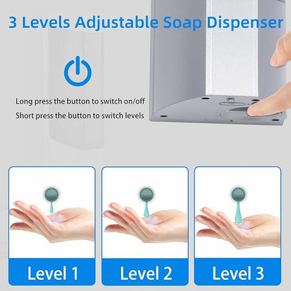 Automatic Soap Dispenser Wall Mount 700ml,Touchless Electric Sensor Liquid Gel Hand Sanitizer Dispenser Battery Operated for Office Home Kitchen Bathroom Hotel Restaurant Commercial (B-162-Sliver)