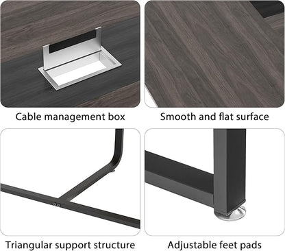 8FT Conference Table,Conference Room Table with Grommet,Stable Structure,Adjustable Foot Pads,Large Seminar Table for Office Meeting 94.4 L x 47.2 W x30.7 H (Gray)