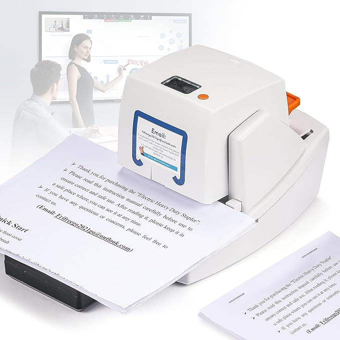 Electric Stapler Heavy Duty, 70 Sheets Automatic Desktop Stapler, Automatic Flat-Clinch Staplers with 5500 Staples, Binding Speed & Margin Adjustable Design,Jam-Free for Office/School