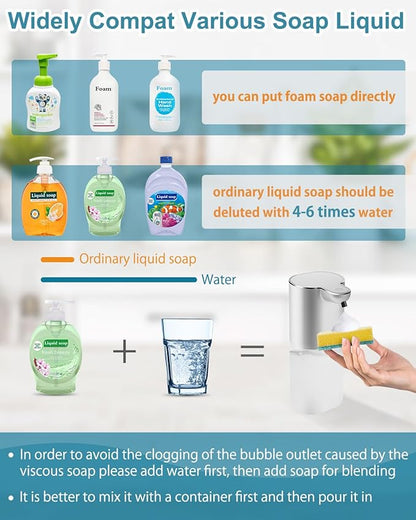 Soap Dispenser, Automatic Foaming Soap Dispenser with 4 Adjustable Volume Control, Touchless Rechargeable Hands Free Auto Dispenser for Kitchen, Bathroom, Hotel, Restaurant,13.5oz/ 400ml