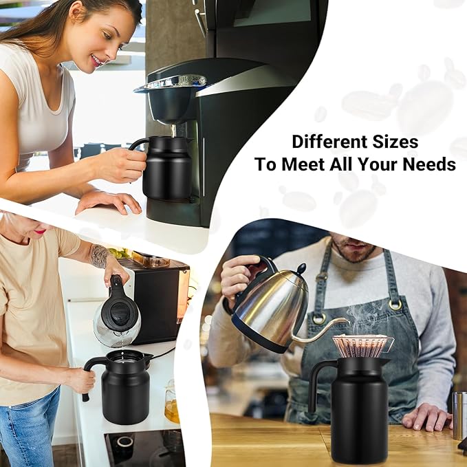 34Oz Thermal Coffee Carafes For Keeping Hot/Cold, Stainless Steel Coffee Carafe, Dustproof Insulated Water Carafe for Party/Home,Black
