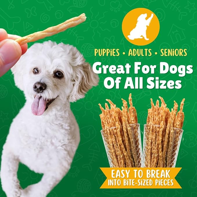 Chicken Jerky Straws Dog Treats – Chicken Sticks for Dogs Made and Sourced in The USA – Natural Single Ingredient Dehydrated Crunchy Treats for All Breeds – 7oz Jar