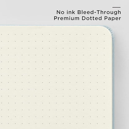 &And Per Se Dotted Journal Notebook, A5 Hardcover Leather Bullet Dotted Journal, 160 Pages 100 gsm Thick Paper, 3 Sheets of Stickers Included- 5.7'' x 8'' (Turquoise)