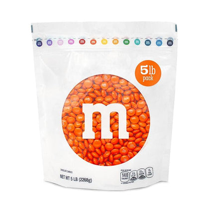 M&M’S WORLD Orange Milk Chocolate Candy, 5lbs of M&M'S in Resealable Pack for Candy Bars, Halloween Trick or Treat Favors, Birthday Parties, Dessert Tables & DIY Party Favors
