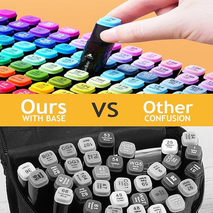 Alcohol Markers 168 Colors with Base Drawing Pen Dual Tip Art Markers for Sketch Anime Illustrations