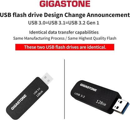 GIGASTONE 128GB Flash Drive (2 Pack) Z30 USB 3.2 Gen 1, 100MB/s Ultra Fast, Keychain Loop, Carbon Fiber Style, Push-Pull Design, Data Storage, Backup for PC/Mac/TV/Car, USB 2.0/3.0/3.1 Compatible