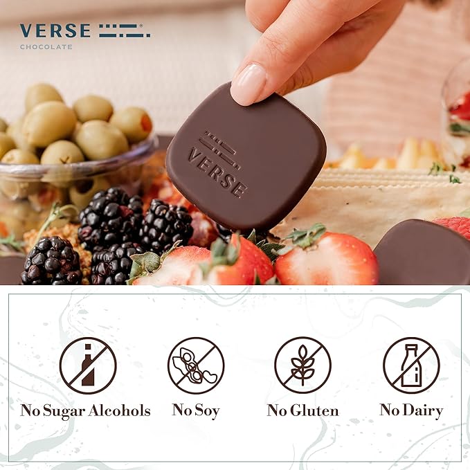 Verse Dark Chocolate Squares Variety Pack - Original and Sea Salt w/Low Cane Sugar, High Cacao - Premium Dark Chocolates - Individually Wrapped Chocolate Squares (9 Count, 2 Pack)