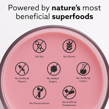 INVIGOR8 Superfood Grass Fed Whey Protein Isolate Shake Natural Strawberry Gluten-Free and Non GMO Meal Replacement with Probiotics and Omega 3 (645g)