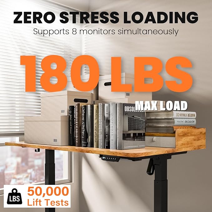 Kingant 48 x 30 Inch Standing Desk with Drawers, Adjustable Height Electric Sit Stand Desk with Storage Shelf, Rising Stand Up Computer Desk for Home Office Workstation, 3 Preset Heights