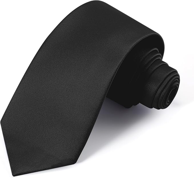Black Ties For Men Solid Pure Color Formal Neckties 3.15" (8CM) Men's Tie for Business and Wedding with Gift Box