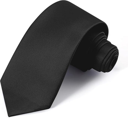 Black Ties For Men Solid Pure Color Formal Neckties 3.15" (8CM) Men's Tie for Business and Wedding with Gift Box
