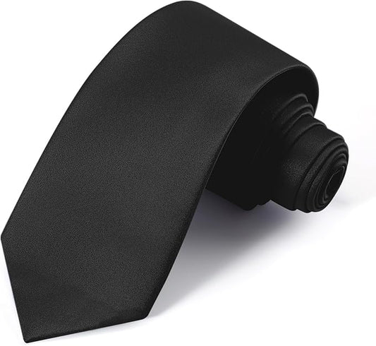 Black Ties For Men Solid Pure Color Formal Neckties 3.15" (8CM) Men's Tie for Business and Wedding with Gift Box