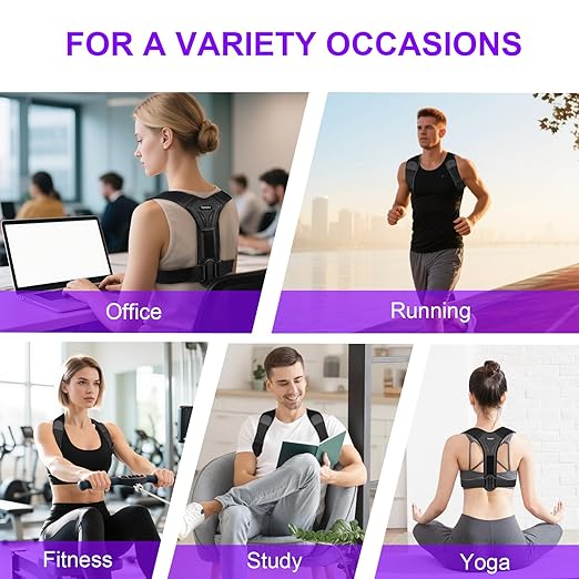 Posture Corrector for Women and Men, Upgraded Comfortable Upper Back Brace with Shoulder Pads & 3D Pad, Adjustable Back Straightener Support for Back, Shoulder and Neck (Black-L)