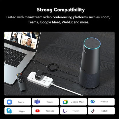NEARITY C45 2K Video Conference Webcam with Microphone and Speaker, All-in-One Camera with 4 Noise Cancelling Microphone, 5X Zoom FHD Webcam AI Auto-Framing Plug-and-Play for Zoom/Teams/Google Meet