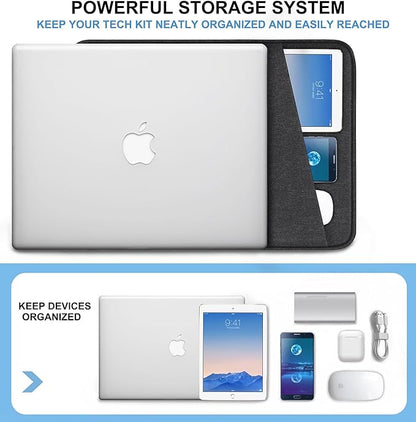 Laptop Sleeve Case 13.3 inch, Shockproof Protective Computer Cover with Accessories Pocket, Portable Laptop Bag Compatible with MacBook Air/Pro 13-13.3 inch, Compatible for MacBook Pro 14 inch, Black