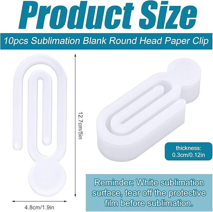 10 Pack Sublimation Blanks Acrylic Paper Clips, 5" x 1.9" Paper Clips Clear for Heat Transfer DIY Design, School Classroom Stationery Office, Home Gift Crafts Supplies (5x1.9inch (10Pcs))
