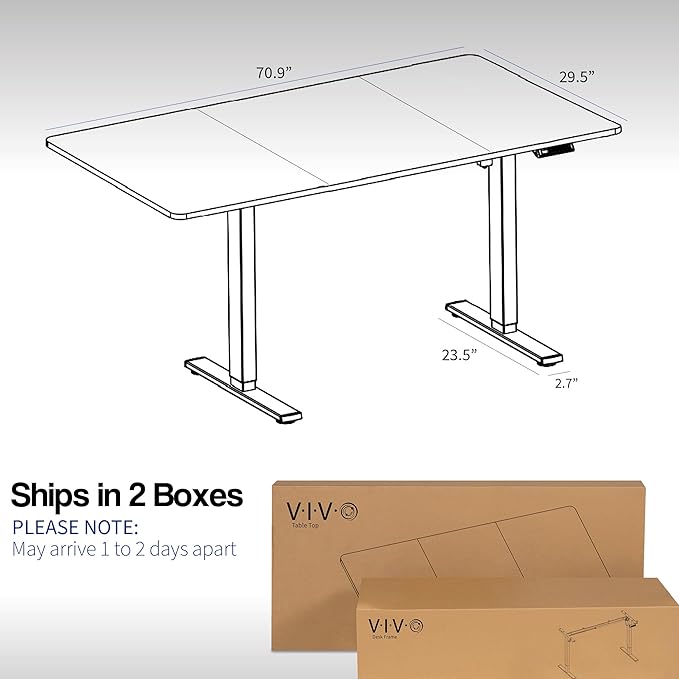 VIVO Electric 71 x 30 in Rustic Standing Desk, Memory Height Adjustment, 1B Series, Black and Vintage Brown Top, Black Frame, DESK-KIT-1B7BN