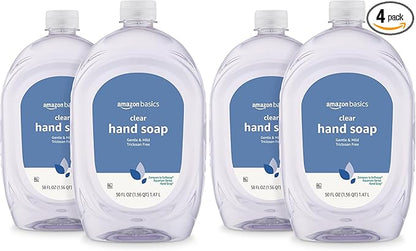 Amazon Basics Gentle & Mild Clear Liquid Hand Soap Refill, Triclosan-Free, 50 Fl Oz (Pack of 4) (Previously Solimo)