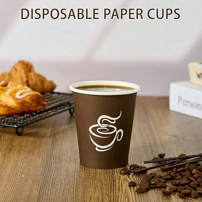 LITOPAK 400 Pack 8 oz Paper Cups, Brown Disposable Hot Coffee Cups for Party, Picnic, Travel, and Events