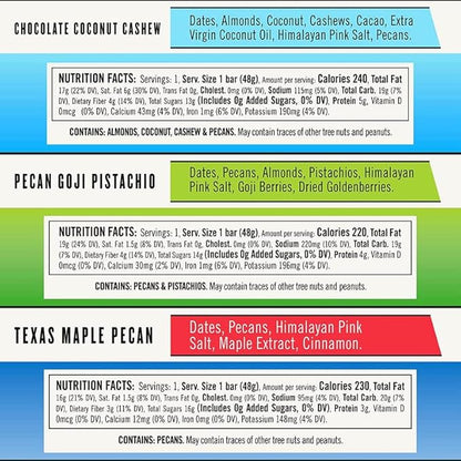 Thunderbird Bars Energy Snack, Gluten-Free with Protein, Healthy Real Food, Vegan Paleo Non-GMO, No Added Sugar, Variety Flavor Pack (6 Count, 2 of Each Flavor, 1.7 oz. Bars)