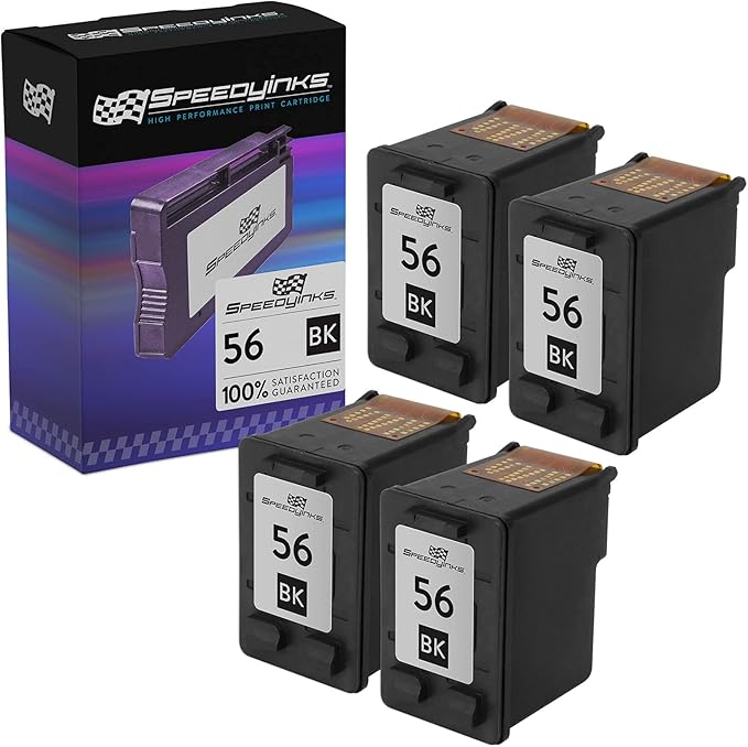 SPEEDYINKS Remanufactured Toner Cartridge Replacement for HP 56 (Black, 4 Cartridge Pack) See List of Compatible HP DeskJet, Digital Copier, OfficeJet PSC and PhotoSmart Printers