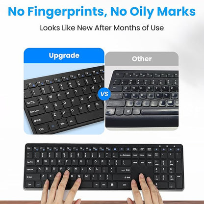 Wireless Keyboard-2.4G USB Ultra Slim Quiet Full Size Matte PC Computer Keyboard,19 Multimedia Keys,Number Pad,Plug&Play,Lag-Free Ergo,Long Battery life for Desktop,Laptop,Smart TV,MAC,Windows,QWERTY