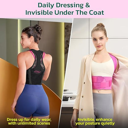 Posture Corrector for Women - Lightweight and Breathable Back Brace for Pain Relief, Rounded Shoulders and Hunchback, Compact & Portable with Fashionable Design, Invisible Under Clothes Blue S