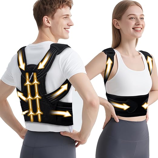 Back Brace Posture Corrector for Women and Men High Support Adjustable Lightweight Upper, Back Straightener for Neck Shoulder & Upper/Lower Back Pain Relief Under Clothes Breathable Invisible (Medium)
