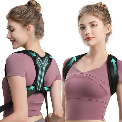 Upper Back Brace Posture Corrector For Women,Lightweight Back Straightener Posture Corrector,Adjustable Upper Back Support,Clavicle Brace For Round Shoulder & Hunchback (Large)