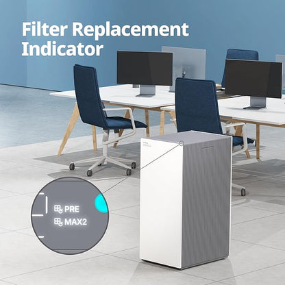 COWAY Air Purifiers for Large Room Whole Home Up to 4,253ft², 2 Sets of XL Washable Pre-Filters and True HEPA Filters for Dual Purification, PM1.0 AQI, Turbo Mode, Timer, Wheels, 5yr Warranty, ProX(W)