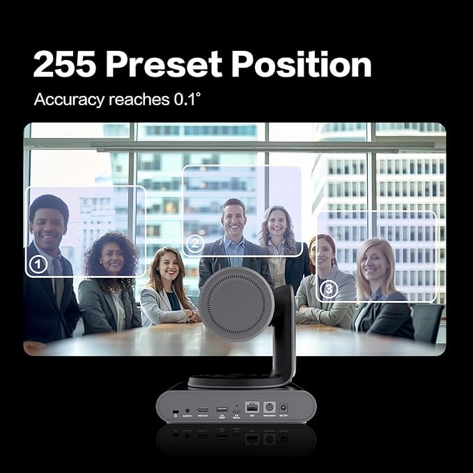 MAXHUB Meeting PTZ Camera, 12x Optical Zoom Video Conferencing Camera Auto Framing AI Tracking Gesture Control Auto Light Correction, 4 Mics, Works with Microsoft Teams & Zoom & Google Meet (SC81)