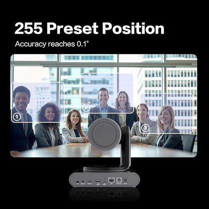 MAXHUB Meeting PTZ Camera, 12x Optical Zoom Video Conferencing Camera Auto Framing AI Tracking Gesture Control Auto Light Correction, 4 Mics, Works with Microsoft Teams & Zoom & Google Meet (SC81)