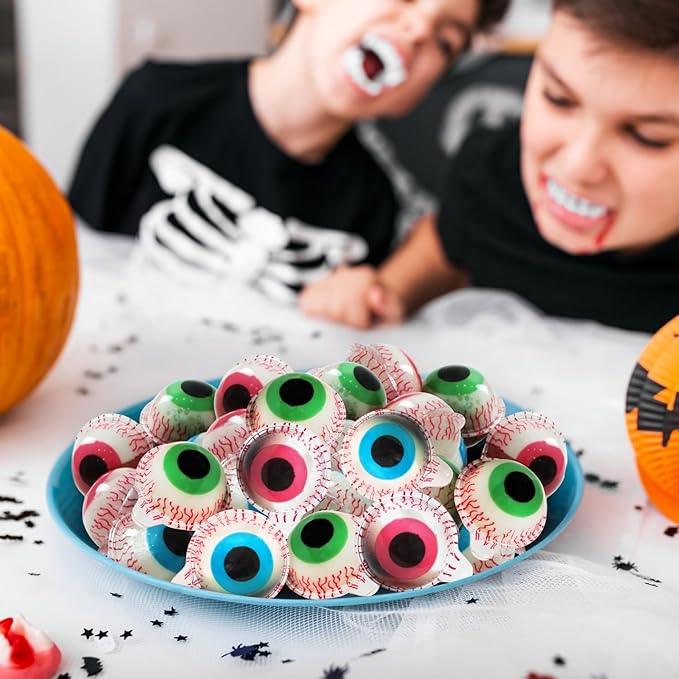 Halloween Gummy Eyeballs Candy, 20 Pieces of Perfect Gummy Halloween Candy Selection that Works as Game Prizes and Haunted House Giveaways, Ideal for Parties and Scary Dessert Tables