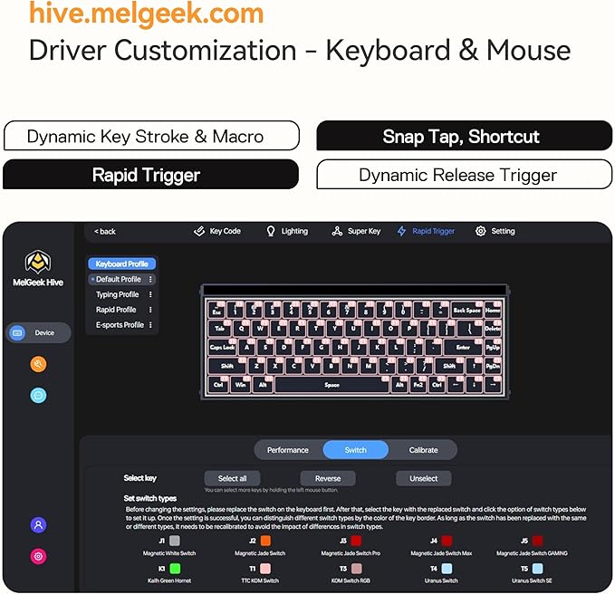 MelGeek MADE84 Pro Wired Keyboard, Hall Effect Magnetic Switch Gaming Keyboard, 75% Compact Rapid Trigger, Hot-Swappable, RGB Snap Tap & Adjustable Actuation, Online HIVE Custom (Orange)