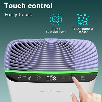 Jafända Air Purifier for Home Large Room Bedroom Up to 1226 Ft², True HEPA Filter with PM2.5 Display & 20dB Sleep Mode, Removes Pet Hair, Odor, Dust, Smoke, Pollen & Allergen