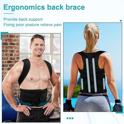 Back Brace Posture Corrector for Women and Men, Relief for Waist, Back and Shoulder Pain, Adjustable and Breathable, Improve Posture S(24"-29")