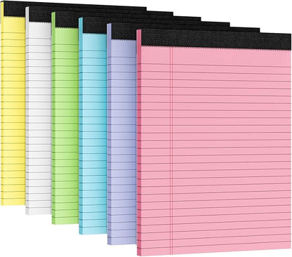 6pcs Legal Pads 8.5 x 11, Notepads 8.5 x 11 Inch, Color Note Pads Clear Print Writing Pads of Paper, Memo Pads , Perforate Legal Notepads Paper , Wide Ruled Lined with Sturdy Back,30 Sheets/Pack