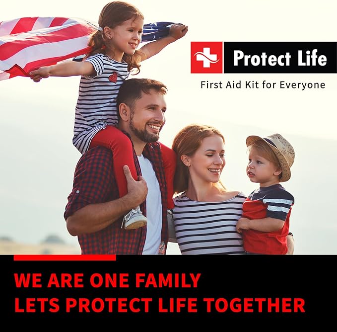 Protect Life First Aid Kit for Home & Business, 250 Pcs - Emergency Medical Kit for Camping & Hiking