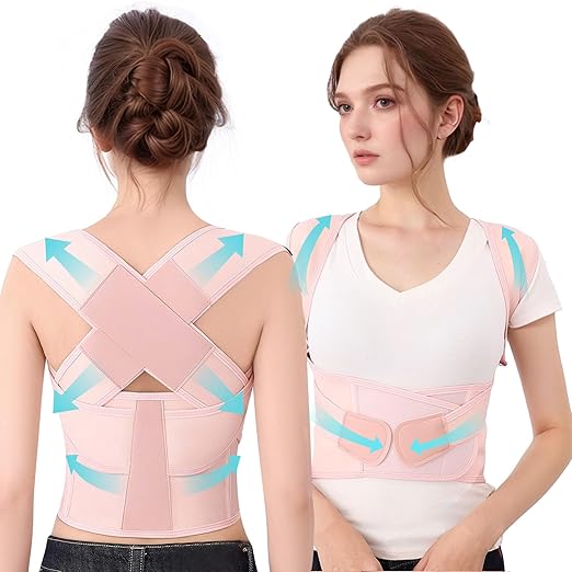 Posture Corrector for Women and Men Back Brace Support Device Shoulder Straightener Hunchback Adjustable Upper Comfy Correction Lightweight Pain Relief Scoliosis Lumbar Spine Upgraded Pink