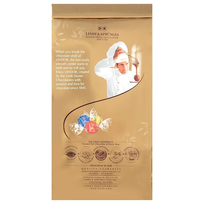 Lindt LINDOR Assorted Chocolate Truffles, Chocolate Candy with Smooth, Melting Truffle Center, Great for Gift Giving, 5.1 oz. Bag (6 Pack)