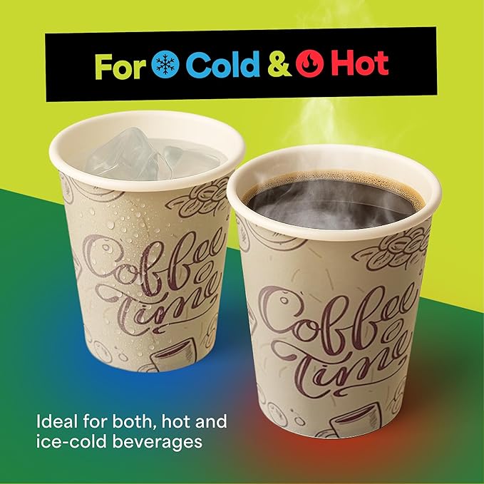EconoHome 12 oz 1000 Pack Disposable Coffee Paper Cups - Paper Cups for Hot and Cold Drinks, Tea, Water, and Juice