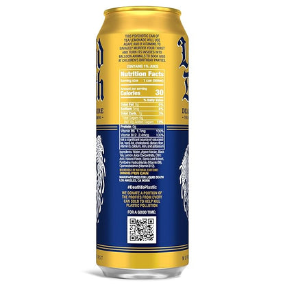 Liquid Death, Dead Billionaire Iced Tea, 8-Pack (19.2oz Cans), Half Lemonade Half Black Tea, Low Calorie, No Artificial Sweeteners, B12 & B6 Vitamins