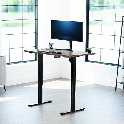 VIVO Electric 48 x 30 in Rustic Standing Desk, Memory Height Adjustment, 1B Series, One-Piece Vintage Brown Top, Black Frame, DESK-KIT-1B5N