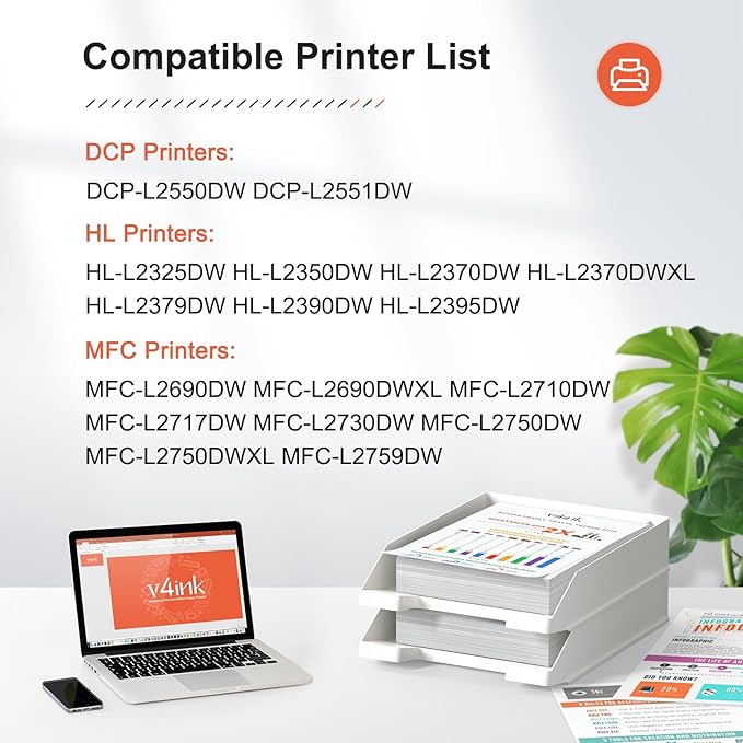 v4ink 2PK Compatible DR730 Drum Replacement for Brother DR-730 DR-760 Drum for Brother HL-L2325DW HL-L2350DW HL-L2370DW HL L2390DW L2395DW DCP-L2550DW MFC L2690DW L2710DW L2717DW L2750DW (NOT Toner)