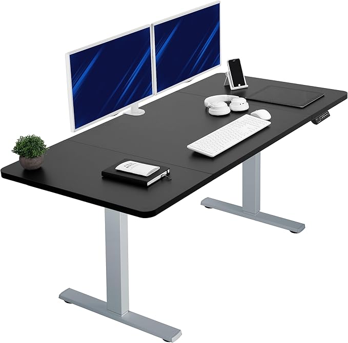 VIVO Electric 60 x 30 in Standing Desk, Memory Height Adjustment, 1B Series, Black Top Gray Frame, DESK-KIT-1G6B-30